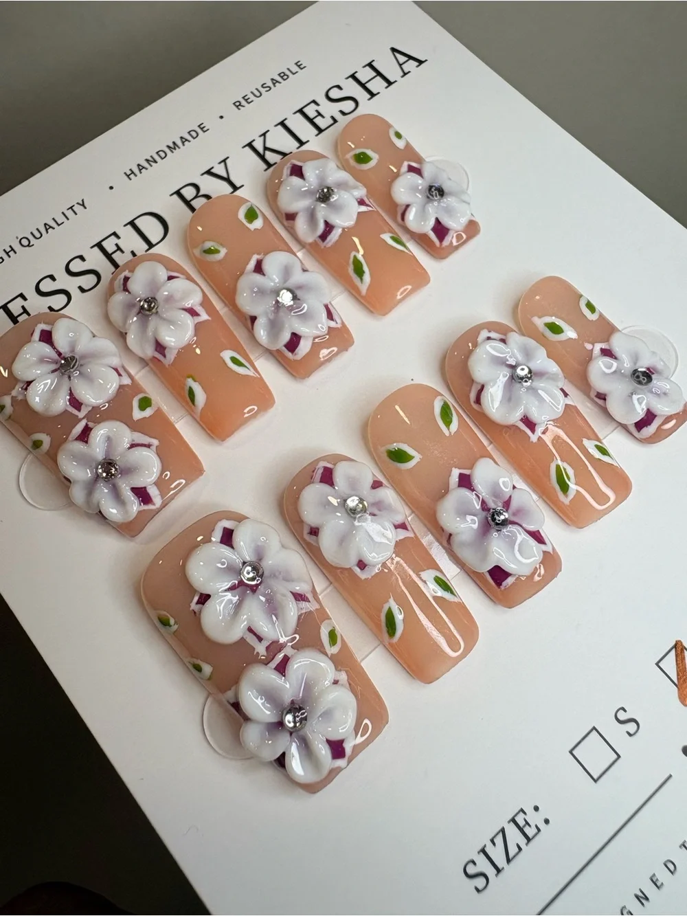 Peach Floral Press-On Nails